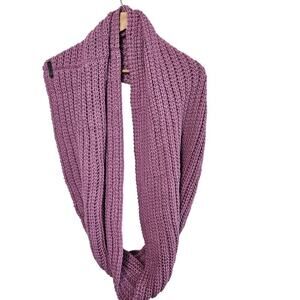 Coach Knit Scarf 29" x 16" Purple Wool Infinity Loop Chunky Y2K Soft Warm